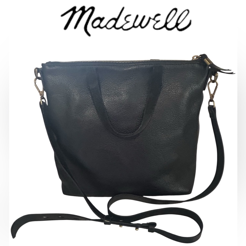 Madewell Black Leather Crossbody Tote